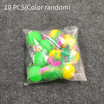 Inspire Curations Colorful Feather Golf Ball Cat Toy Set 10 Pack random Color