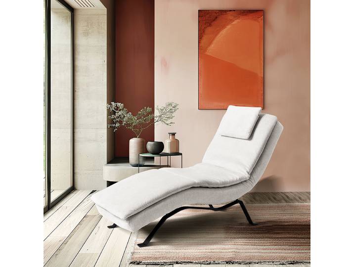 Relaxliege Kanan Weiß Webstoff Aranja Schwarz 65 x 65 x 171cm