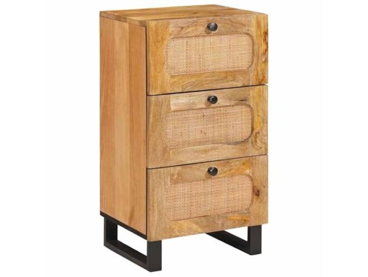 LPERTGFHU Sideboard Massivholz Mango, Kommode mit 3 Schubladen, Braun Stabile Metallbeine, Modernes Design, Viel Stauraum, Vielseitig einsetzbar