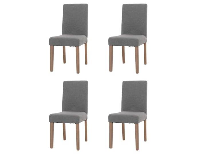 CHEFGASTRO 4er-Set Esszimmerstuhl klassisch und zeitlos HxBxT 90x42x50cm Sitzhöhe 47cm Stoff/Textil Bouclé Holz naturfarbene Beine Grau Stuhl Küchenstuhl Hochlehner