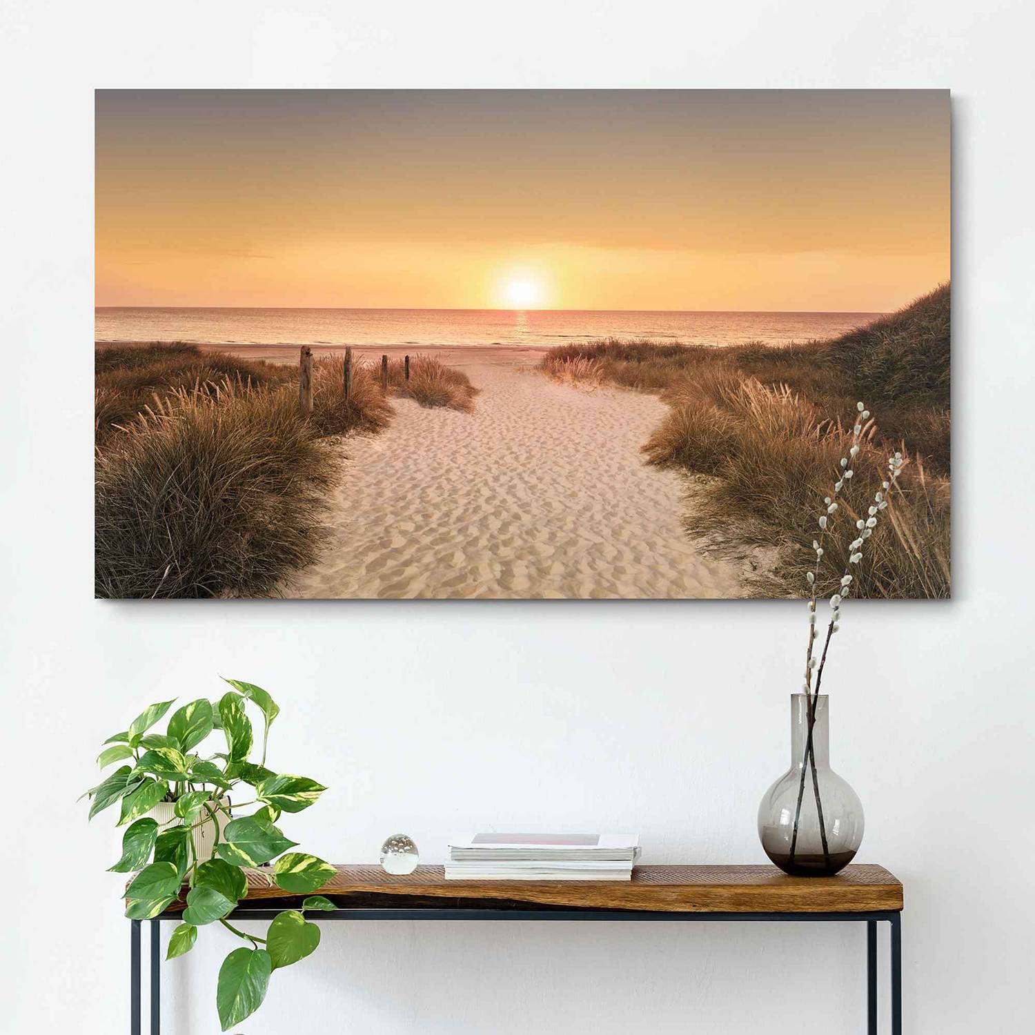 home24 Afbeelding Zonsondergang Houten Wanddecoratie Multicolor B: 118 cm, D: 70 cm, H: 2 cm