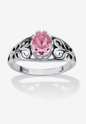 Sterling Silver Swirl Simulated Birthstone Ring by PalmBeach Jewelry in June (Size 5)