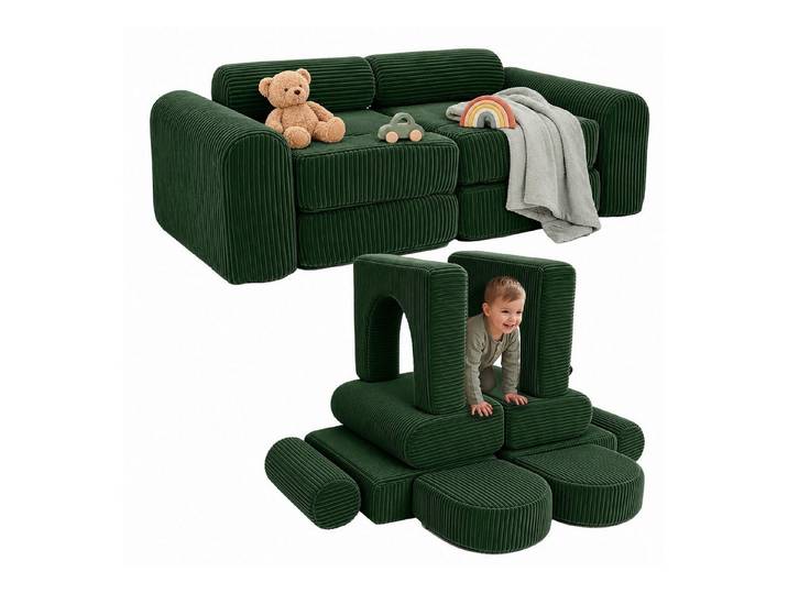 relaxdays Kindersofa 10-tlg. Kinder Spielsofa modular, grün