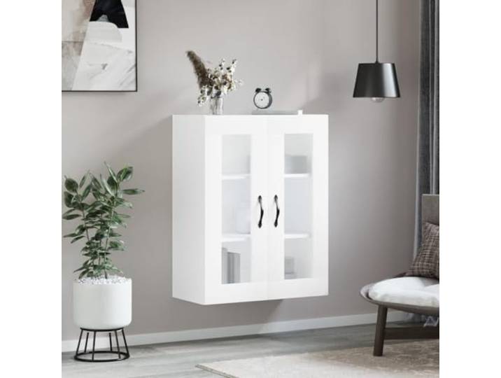 KTHLBRH Wandschrank weiß 69,5 x 34,90 cm Holz mehrschichtig 3 Türen, Griffe aus Metall, Wandmontage, großer Stauraum
