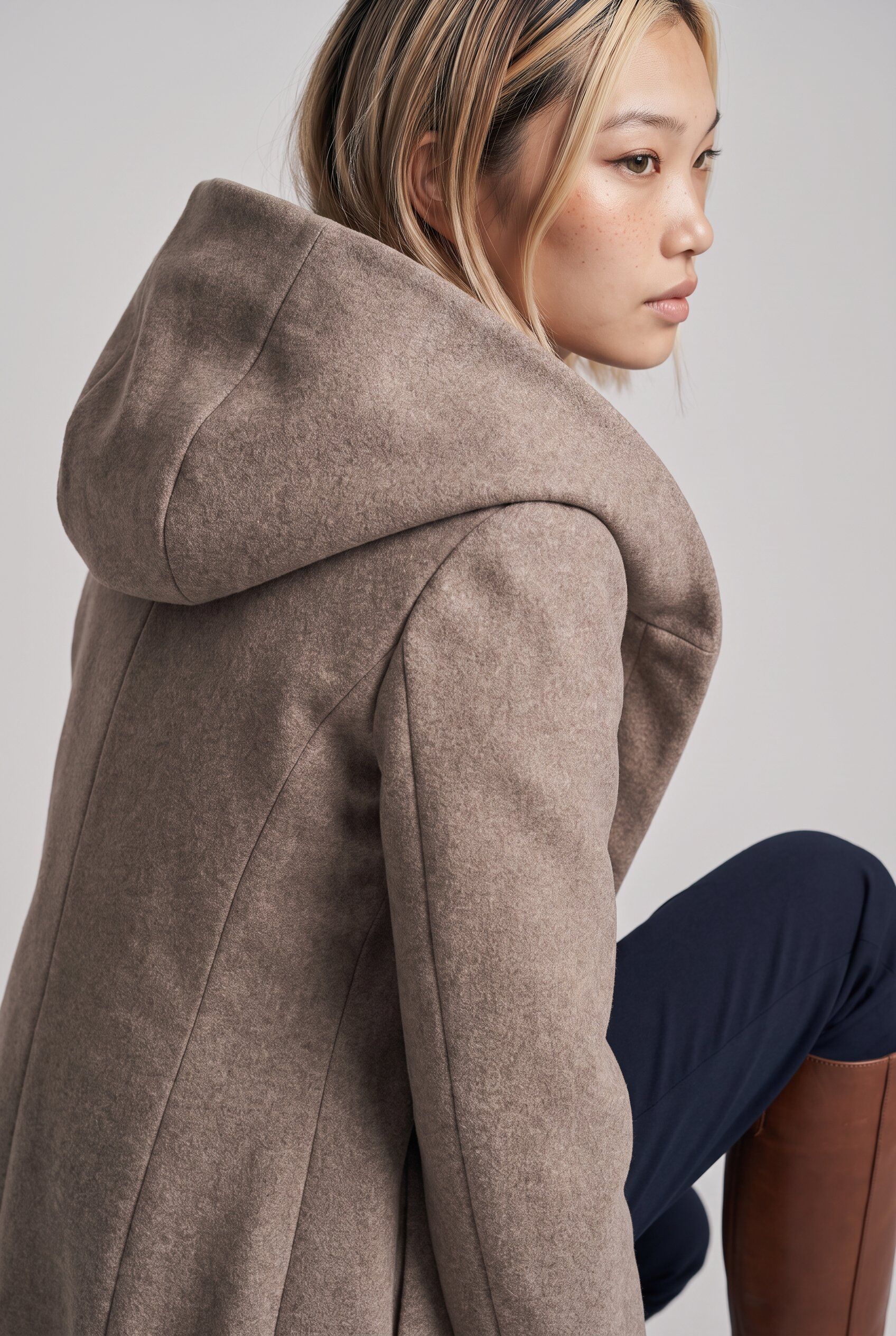 Langjacke ONLY "ONLBLAKE HOOD COAT CC OTW", Damen, Gr. M, beige (mocha meringue detail:melange), Web, Obermaterial: 100% Polyester, meliert, Po-bedeckend, Jacken Langjacke, Kunstfaser, Eingrifftaschen mocha meringue detail:melange M
