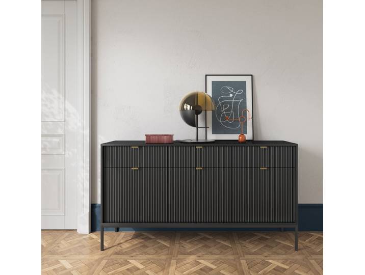 Designer Kommode Verilo III - Weiß - Schwarz - Luxusbetten24