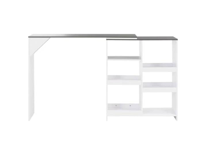 GPUTYGHN Bartisch mit Beweglichem Regal Weiß 138x39x110 cm Holzwerkstoff, bewegliches Regal, L-förmiger Rahmen, Verstärkungsdreieck, einfache Montage, leicht zu reinigen