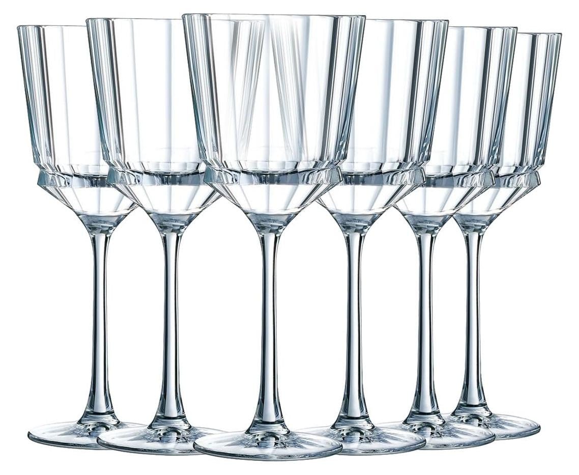 Dripio Set van 6 Transparante Kristallen Glazen in Art Deco-stijl, 35 cl per stuk