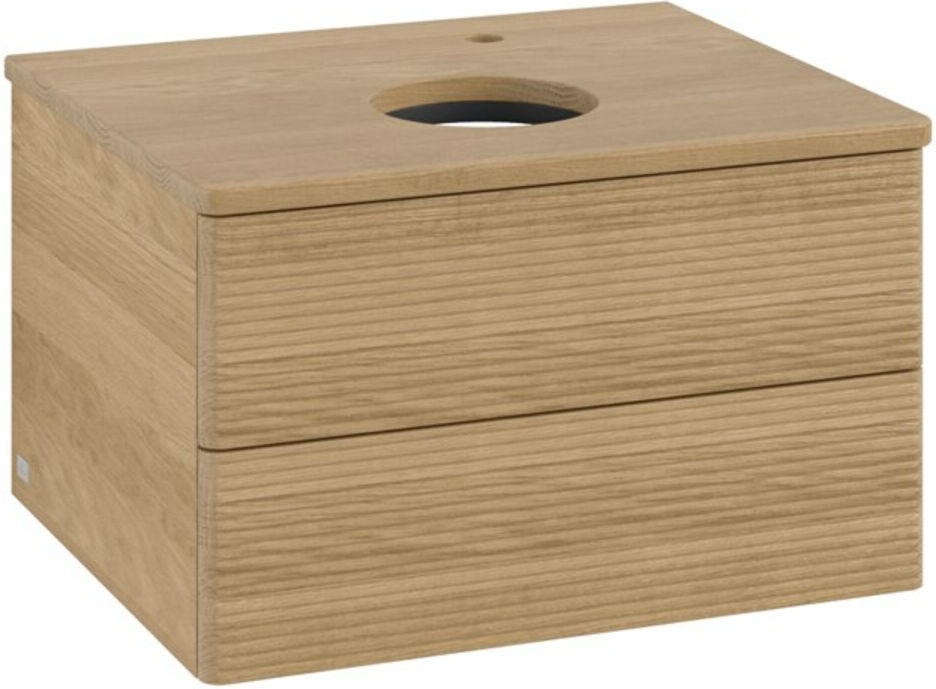 V&B; Waschtischunterschrank mit Frontstruktur -Beleuchtung Antao 60x36x50cm, HL, WBP hon. Oa, hon. Oa ; Villeroy & Boch (L18151HN)