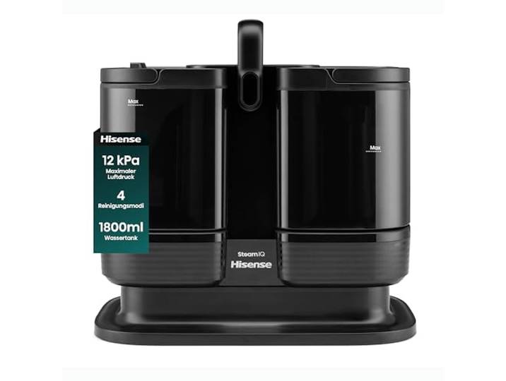 Hisense HSSC007A Dampfreiniger/ 1,8 L Wassertank/ 1500 W/ 2 in 1 Flecken- und Dampfreiniger/ 4 Reinigungsmodi/Kompakt/Selbstreinigungsfunktion/Fugenbürste, Detaildüse, Schaber und Universalbürste