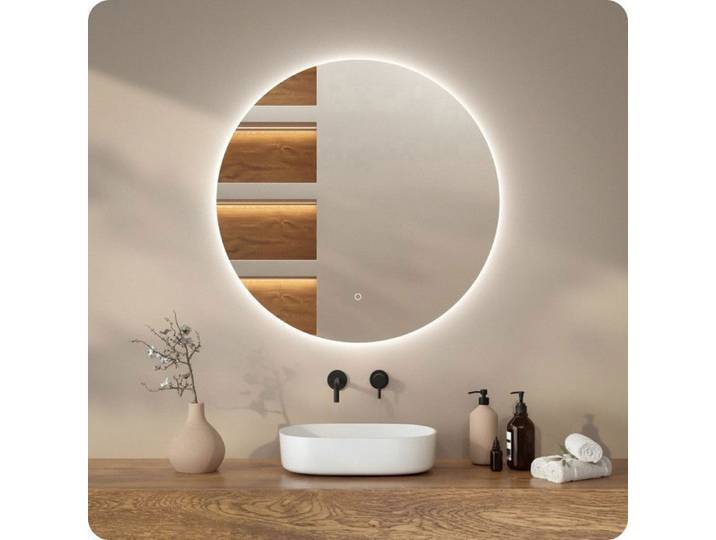 Mirlux Miroir de salle de bain Mirlux 80 cm - Anti-buée - avec LED - Ronde - Rétroéclairage - Essentials