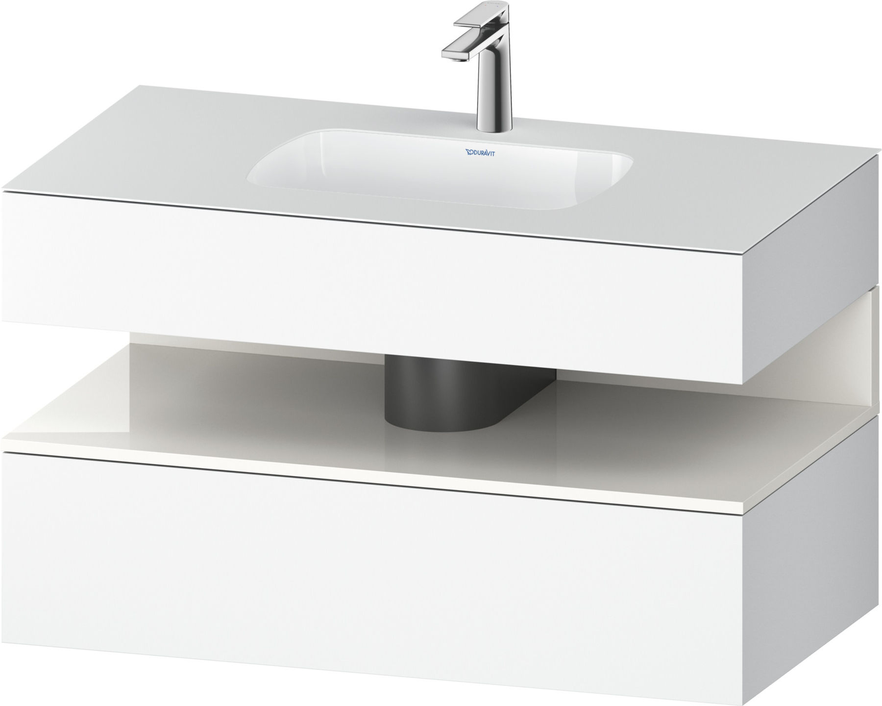Duravit Einbauwaschtisch-Möbel-Set Qatego 100x55x60cm, we hgl/we ma, Konsolen-Waschtischunterbau (QA4786022180000)