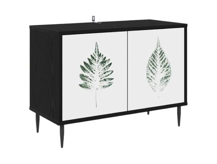 VIHHQGC TV-Schrank HANAU 69 x 33 x 50,5 cm Schwarz Eichen-Optik Holzwerkstoff, erhöhte Füße, dekoratives Muster, viel Stauraum, pflegeleicht