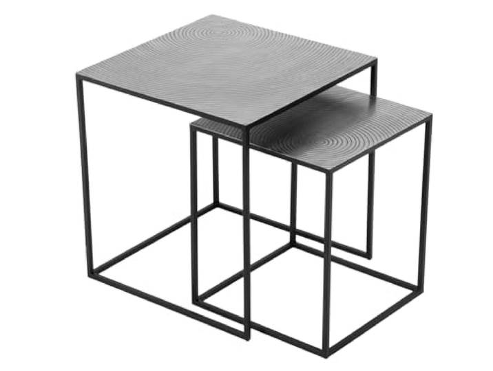 Couchtisch SHANIA 2er Set - Beistelltische aus Metall in Schwarz Silber