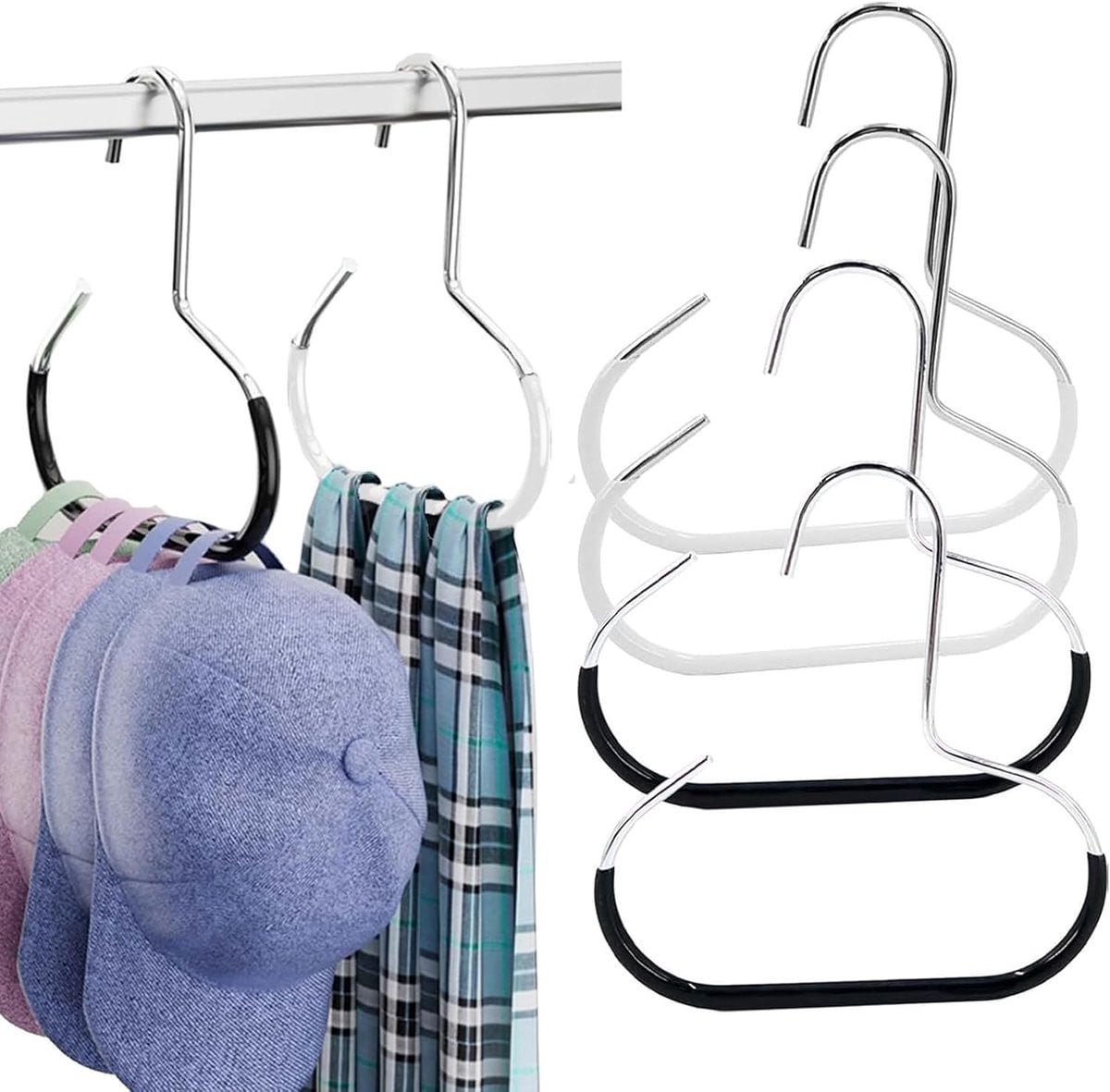 Set van 6 metalen kledingorganizers met antislip sjaalhouders en haken voor efficiënte opberging