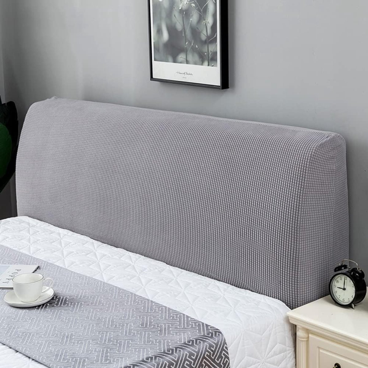 Groen Hoofdbordhoes van Polarfleece - Wasbare Stretch Beschermhoes voor je Bed - 180 cm