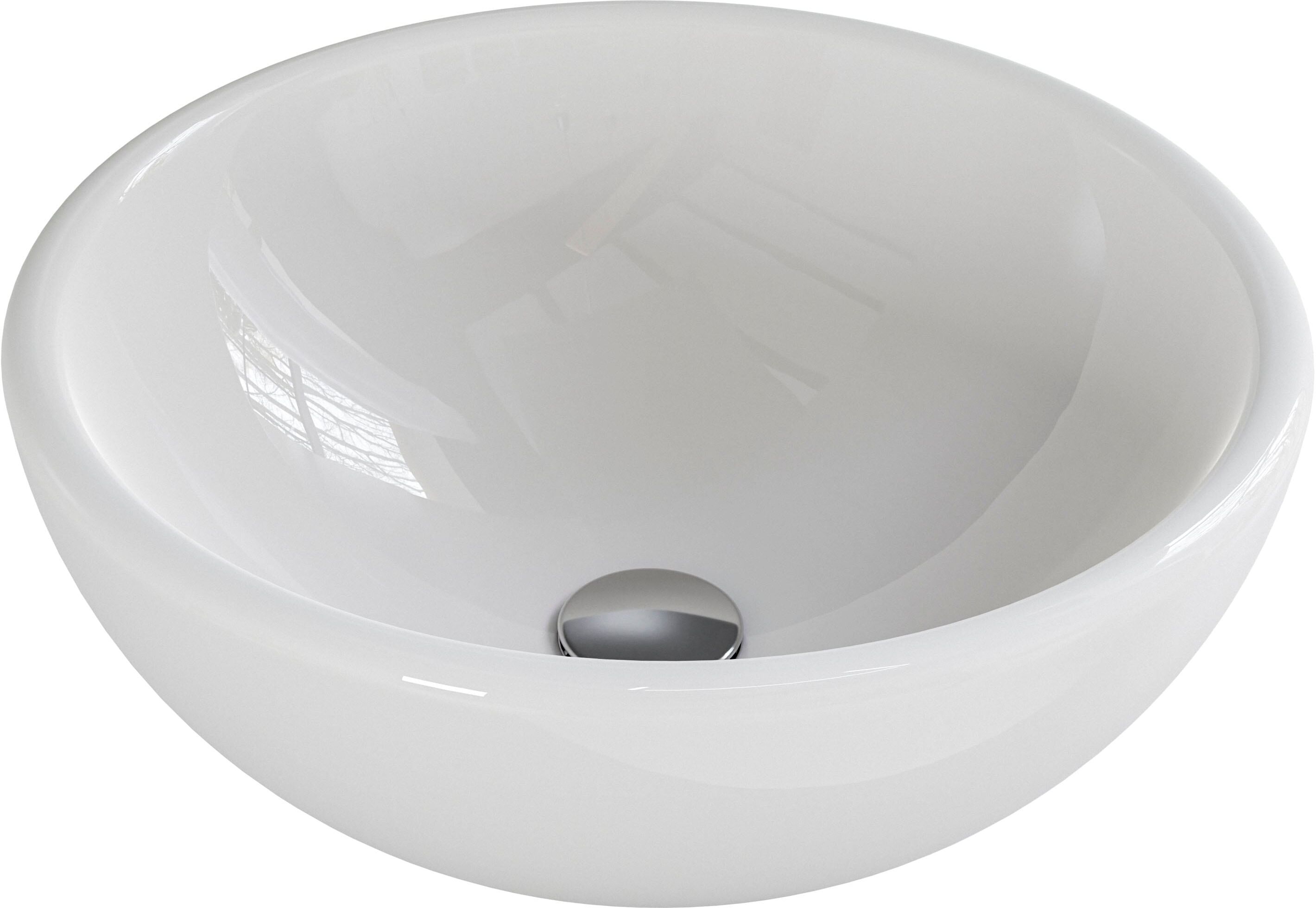 Waschtisch SAPHIR "Serie 6915 Waschschale mit Unterschrank für Gästebad, Gäste WC", beige (polar pinie, schiefer, polar pinie quer nachbildung), B:51cm H:39,8cm T:35cm, Waschtische, Waschtisch, 51 cm mit Keramik-Aufsatzbecken und 1 Tür polar pinie, schief