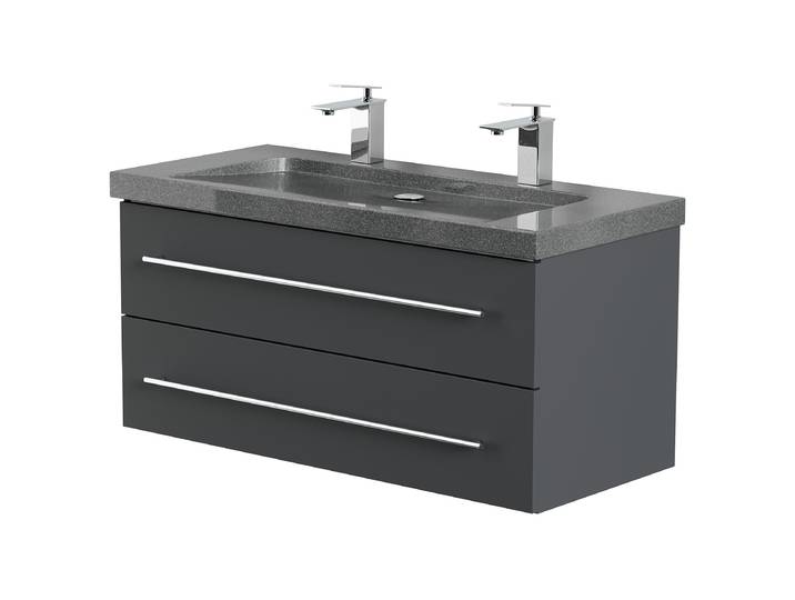 Meuble double vasque Yamo granit 100cm Gris/Graphite
