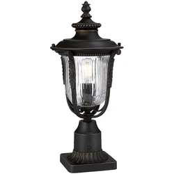 Außenleuchte Gartenlampe Laterne Sockelleuchte Wegleuchte Bronze Riffelglas H 50