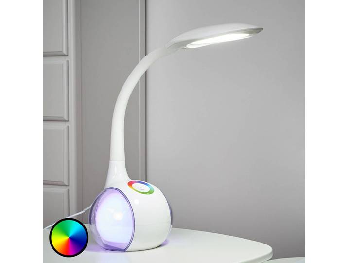 Globo LED Schreibtischlampe PAULA, dimmbar, weiß / opal, für Arbeitszimmer / Büro, Kunststoff, Modern, LED Tischlampe