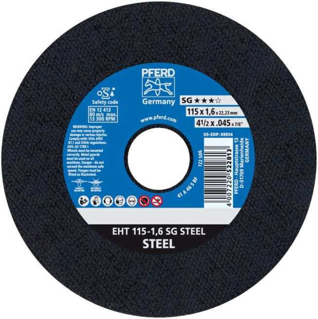 Pferd Disque à tronçonner droit A46SSG 115x1,6mm (61330122)