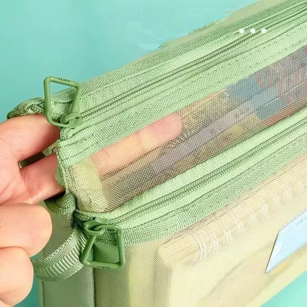 INF Doppellagige, verdickte, breite Aktentasche - Nylon-Netz-Dokumentenorganisator für Prüfungen