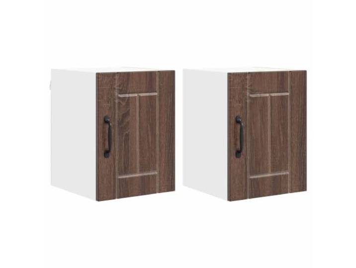 fsahslih Küchen-Wandschrank 2er Set Brauneiche 30x31x40 cm Praktische Hängeschränke aus robustem Holzwerkstoff für Küche und Wohnbereich mit pflegeleichter Oberfläche.