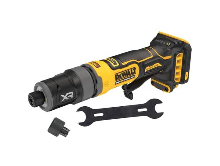 DEWALT Meuleuse droite compacte Brushless 18V XR\, DCG420N-XJ Meuleuse droite brushless 18V XR avec 4 vitesses\, frein électronique\, embrayage\, LED et double pince.
