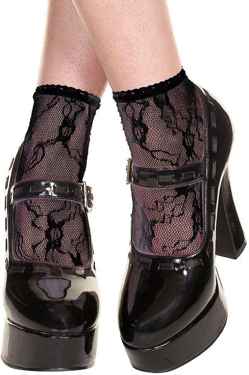 Music Legs Socquettes noires en dentelle