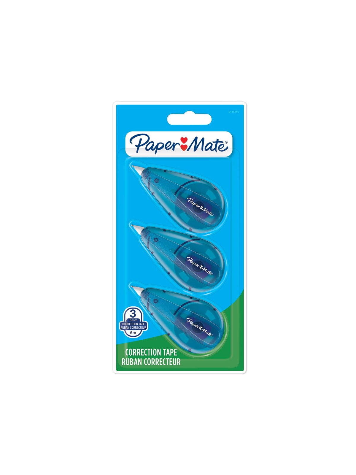 Paper Mate Flüssigpapier DryLine Mini Korrekturband | 5mm x 6m | Blau | 3 Stück