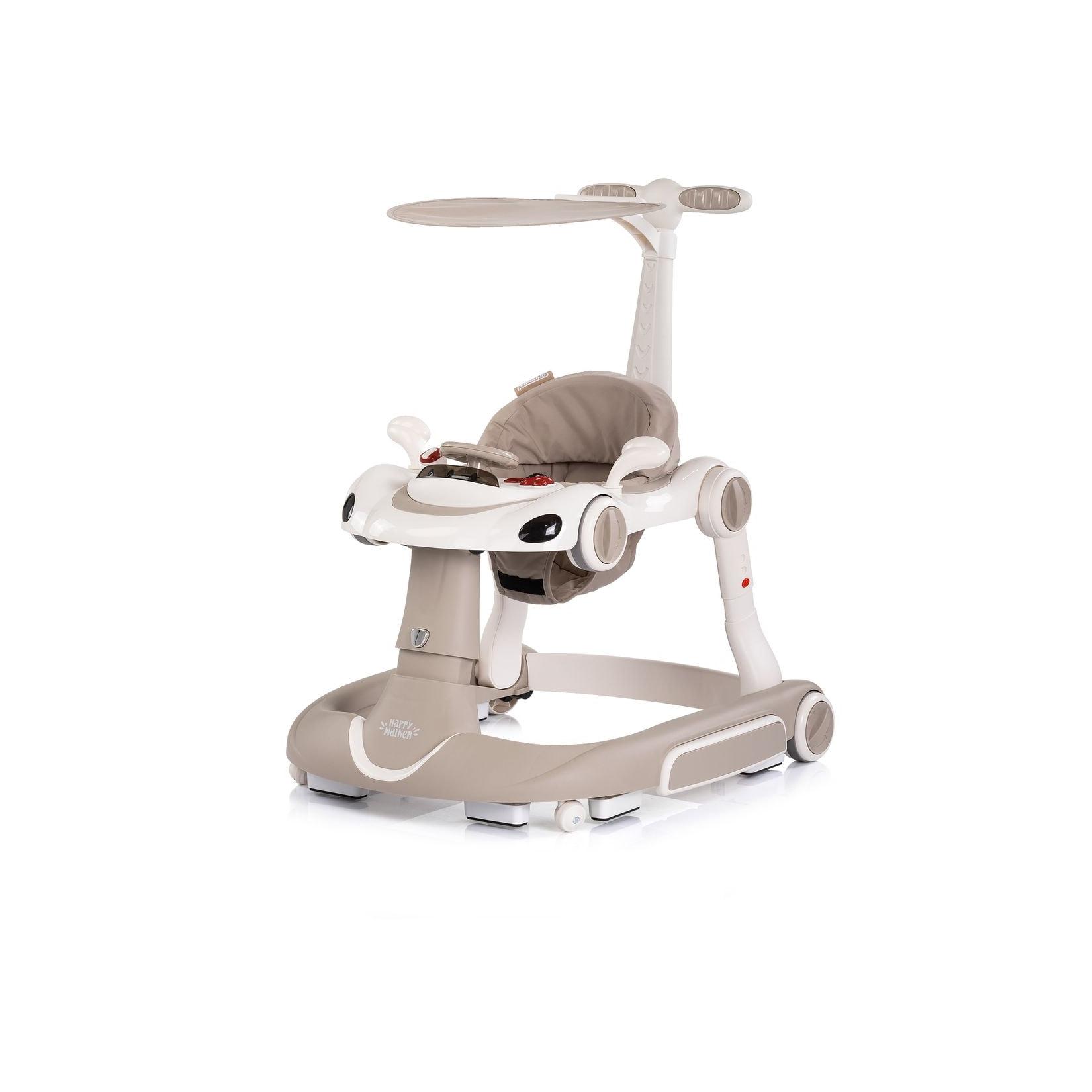 Chipolino Lauflernhilfe Happy Walker 5 in 1 Schaukelfunktion Musik Lichter Räder beige