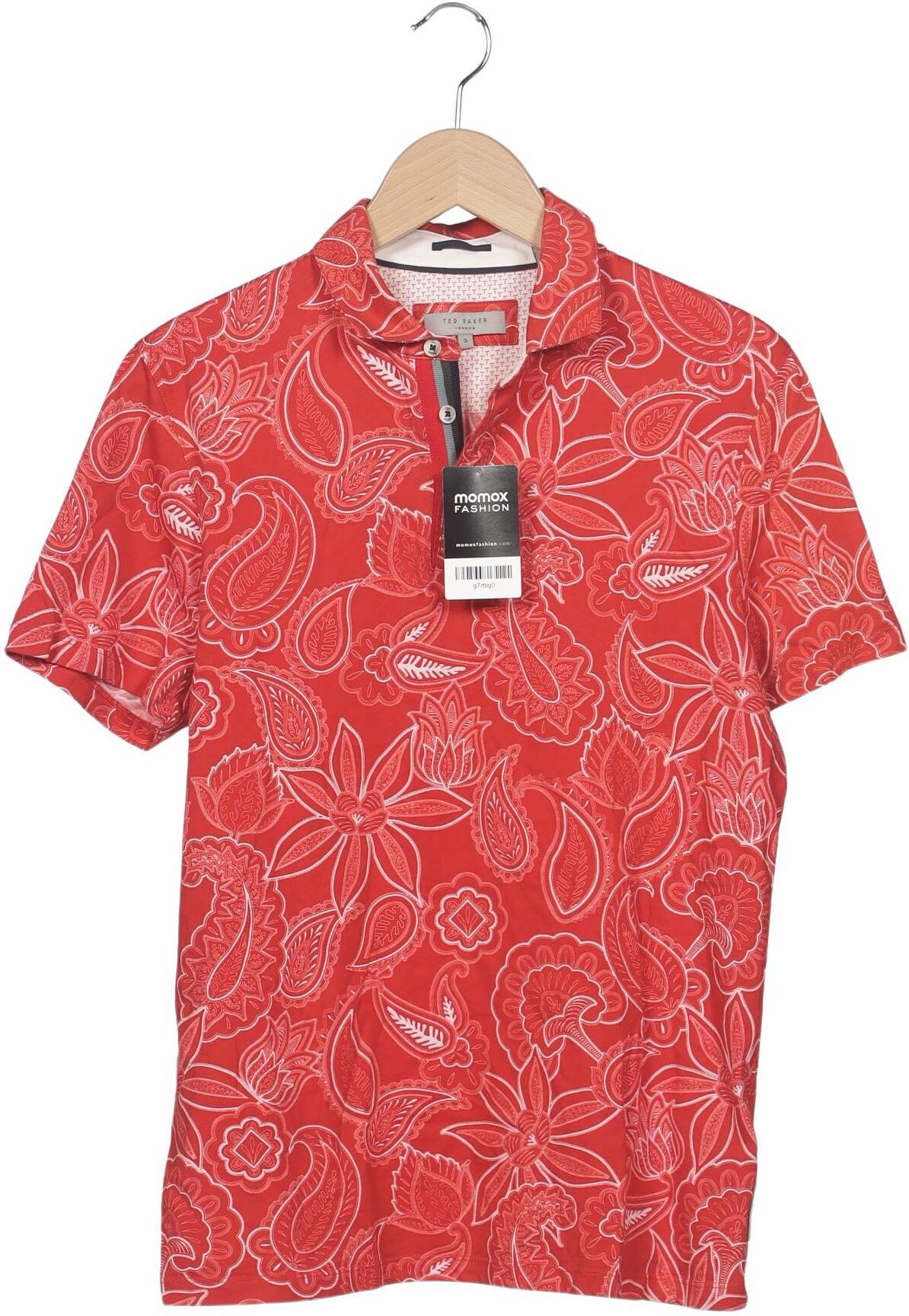 TED Baker Herren Poloshirt, Rot, Gr. M (Ted Baker 3), Baumwolle - Second Hand