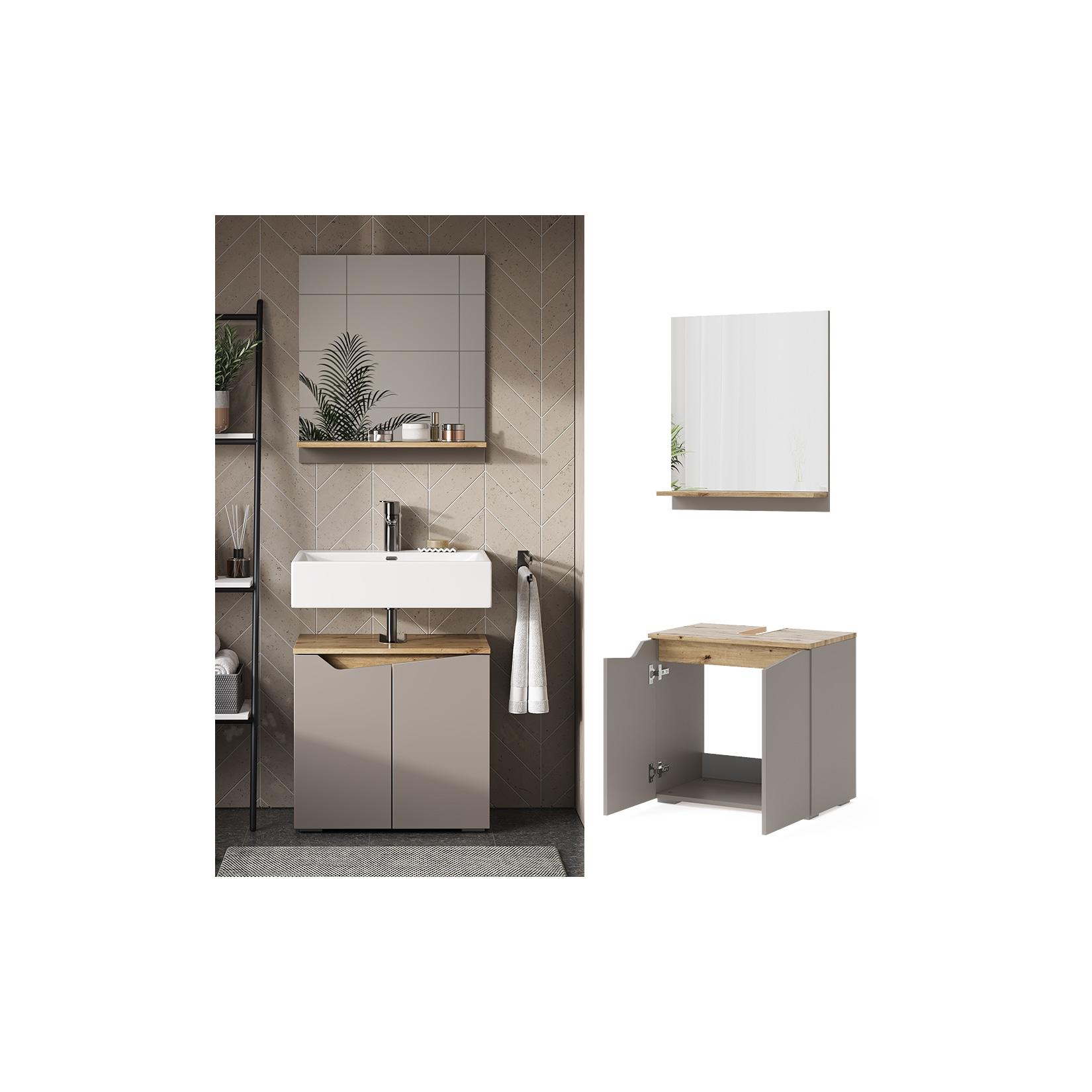 Vicco Badmöbel-Set Marelle Greige Eiche 2 Teile