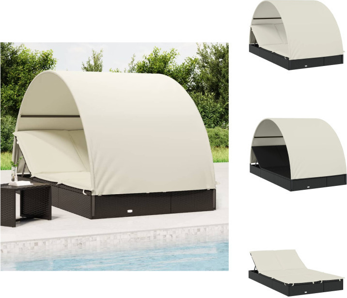 vidaXL Sonnenliege für 2 Personen mit Runddach Schwarz 211x112x140 cm - Sonnenliegen