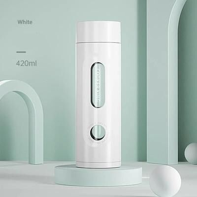 Uplifted Finds COOKER KING Portable High Borosilicate Glass Tea Cup Explosion Proof Double Layer Anti Drop Bottle white
