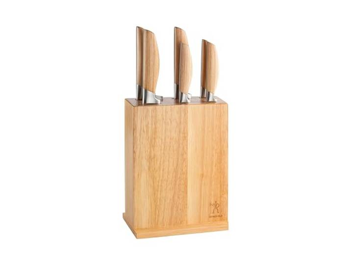 HENCKELS Pakka Messerblockset 7-teilig, Pakka-Holzgriff, Rostfreier Stahl Wellenschliff, Spezialstahl, Ergonomischer Griff