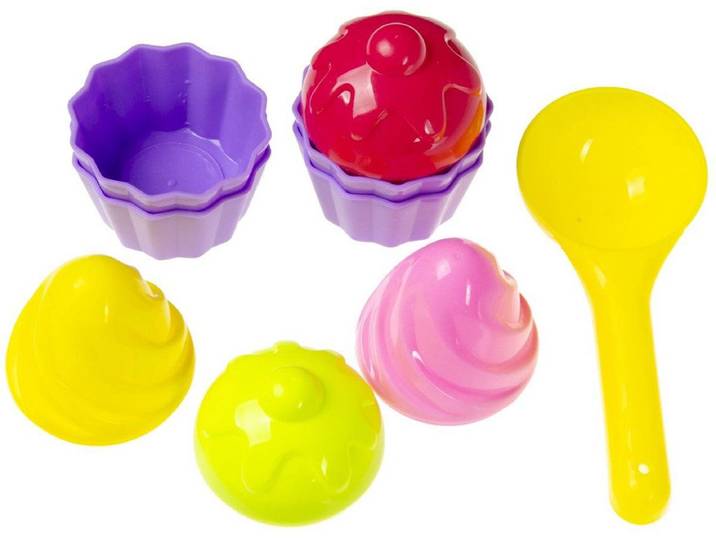 Duckiez Cupcake strandspeelsetje - 9 delig zandtaartjesset - Multicolor