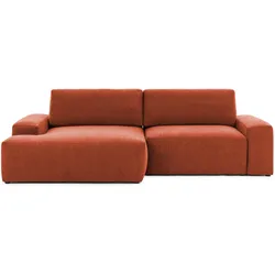 ECKSOFA Lennon aus Terrakotta Strukturstoff mit Schlaffunktion und Bettkasten