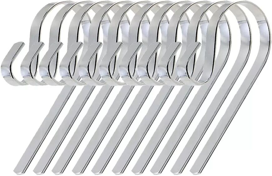 INF 10er-Pack 12cm Edelstahlhaken - Kamin- & Weihnachtsstrumpfhalter Silber