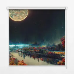 INNENROLLO - Fensterrollo - Rollo - 60x40 cm - Fluss im Mondlicht