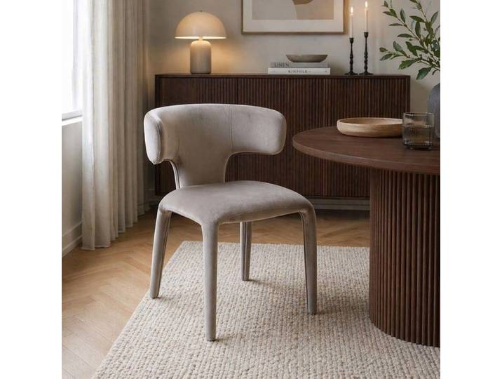 Milton & Oldbrook Velours Chaise de Salle à Manger Matera Taupe