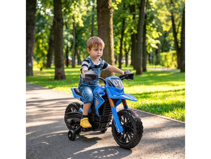 AIYAPLAY Moto Électrique Enfant 12V avec Roues Bleu