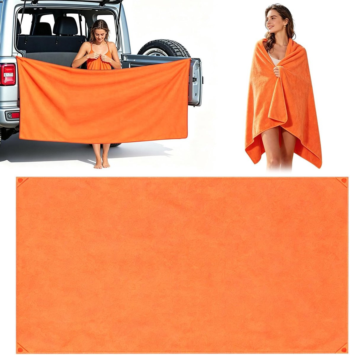 Oranje Strandhanddoek met Magnetische Hoeken voor Strand en Gym, 80 x 190 cm