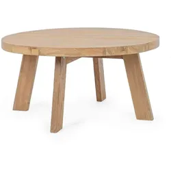 Beistelltisch Bolivar aus recyceltem Teakholz, rund, skandinavischer Stil, natur, Ø 80 cm