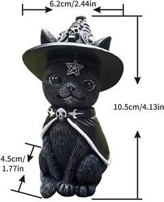 Uplift Essentials Mysterious Cute Black Witch Cat Statue hat