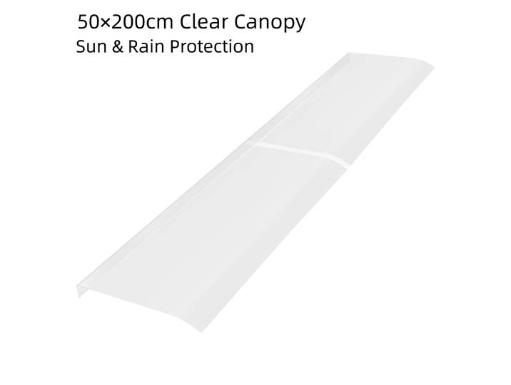 Auvent 50×200cm transparent - PET/ABS auvent de porte d'entrée pour ombre & étanchéité