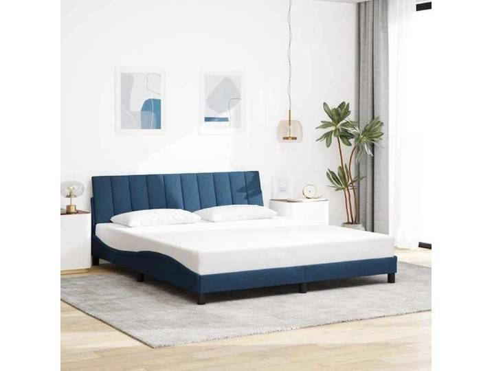 UU NEW*Lit Adulte Double - Cadre de lit - bleu 180x200 cm tissu CHY5406838