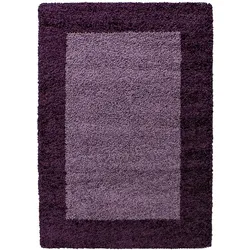 Teppich Schlafzimmer Hochflor Bordüre Samtweich Waschbar Strapazierfähig Wohnzimmer Violett 300x400 cm – RHEIN von Kadima Design