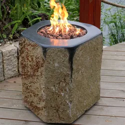 Gardenforma Gas Feuerstelle Derby aus Basalt Naturstein schwarz/braun schwarz