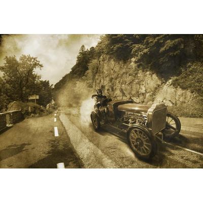 Fototapete PAPERMOON "VINTAGE OLDTIMER-AUTOS CARS SEPIA SCHWARZ WEIßWANDBILD", bunt, B:4,5m L:2,8m, Vlies, Tapeten